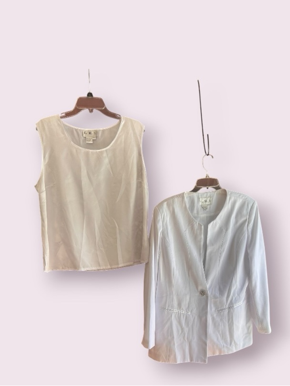 Vintage G.M.I. satin trimmed white blazer and shell set Size 16